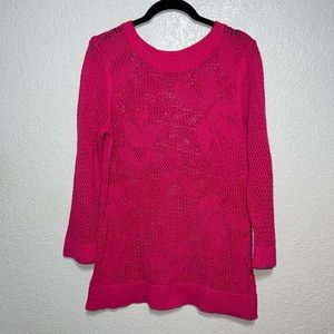 Crochet open knit pink long sleeve